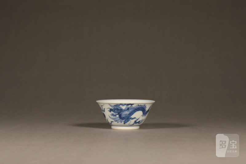 清康熙 青花云龙纹福山寿海茶圆 - 图2